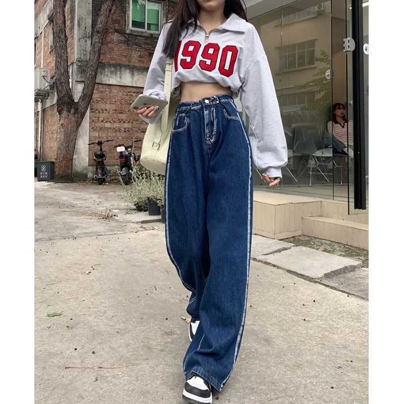 韓国スタイルのレディースジーンズ ハイウエスト スリム 大 インターネット経由での安い レトロなスタイル 香港 Jeans Aliexpress