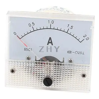 

85C17 DC 0-2A Class 2.5 Panel Mount Pointer Analog Ammeter Ampere Meter