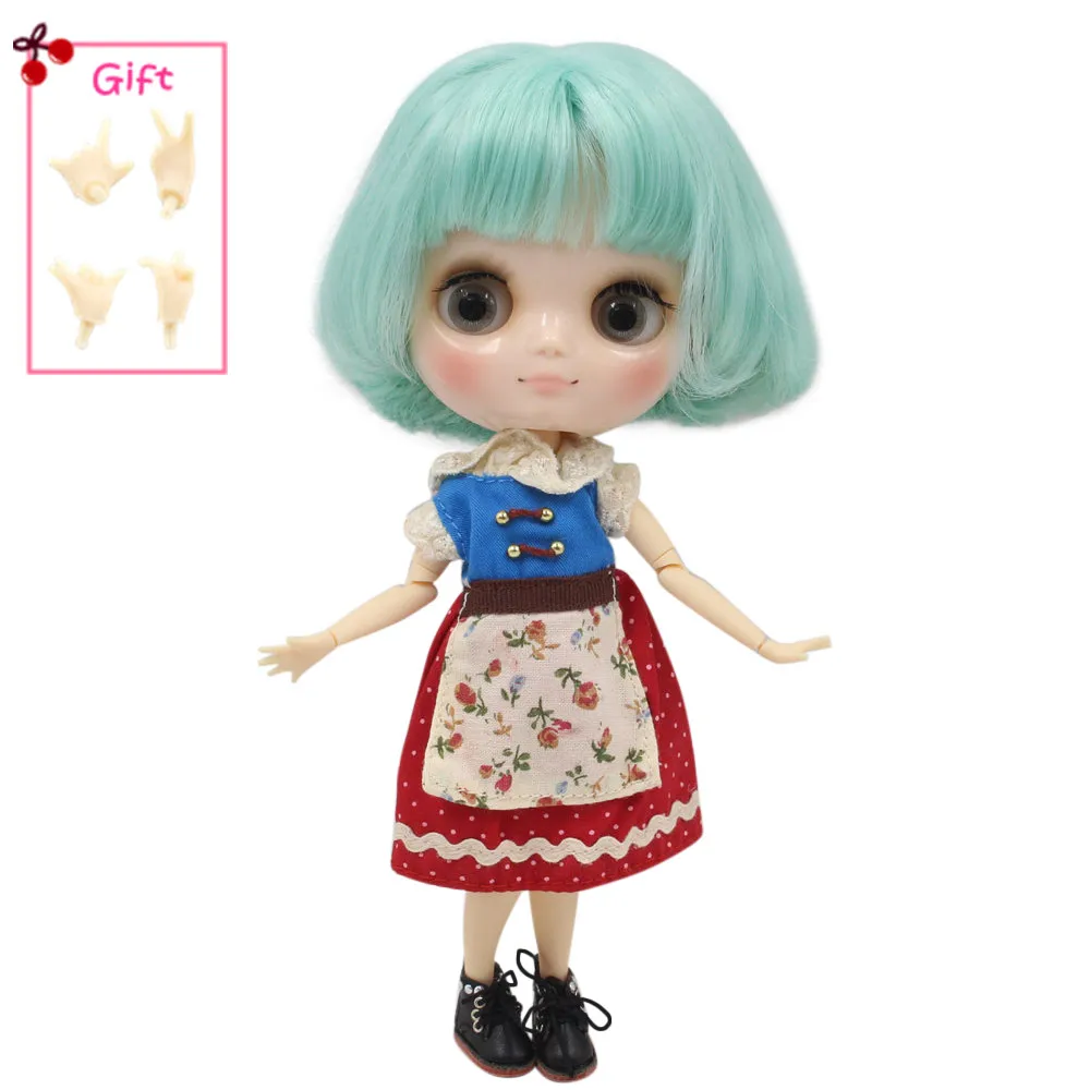 Кукла ICY DBS Middie Blyth Серия No.BL4006 мятно-зеленые волосы с челкой натуральная кожа 1/8 BJD |