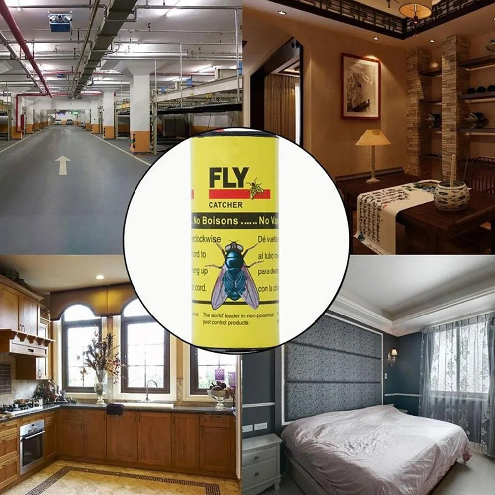 Дропшиппинг 4 рулона Летающая липкая бумажная полоса Mosquitos Ловушка-убийца Нетоксичная борьба с вредителями токсичная ловушка для летающих насекомых