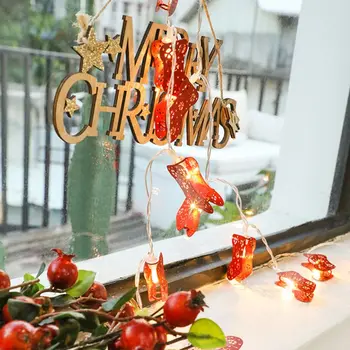 

Vintage Metal 3D Mini Red Sock LED String Lights Battery Operated Hanging Kitchen Light Decorations for Yard Dorm Bedroom 634E