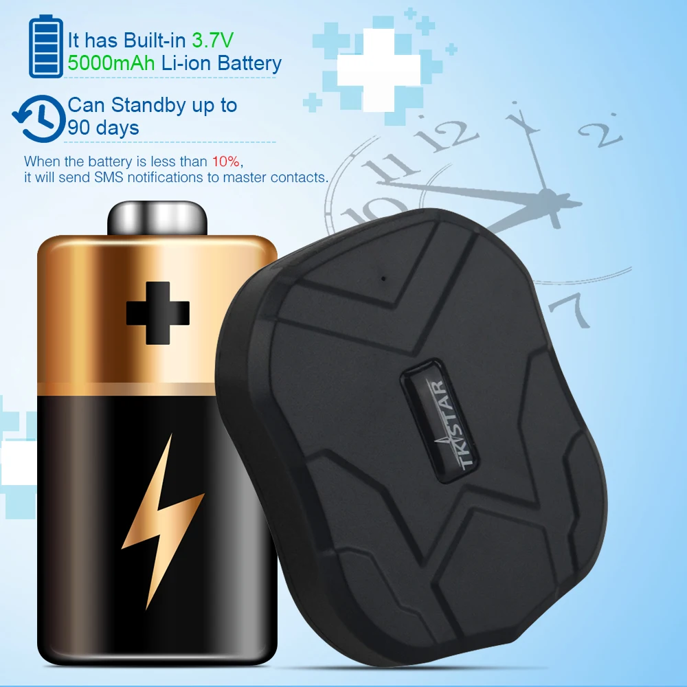 

TK905 Car GPS Tracker 5000mAh Battery Standby 90 Days Vehicle Tracking Device GSM Locator Waterproof Magnet Free Web APP Monitor
