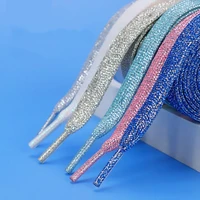 1Pair Fashion Glitter Shoelaces Colorful Flat Shoe laces for Athletic Running Sneakers Shoes Boot 1CM Width Shoelace Strings 1