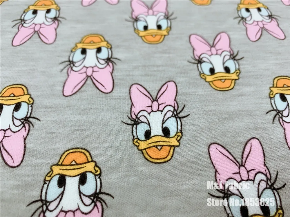 50X170 м, эластичная вязанная хлопковая ткань с рисунком Дейзи Дак для шитья, Лоскутная Одежда для маленьких девочек, детская футболка
