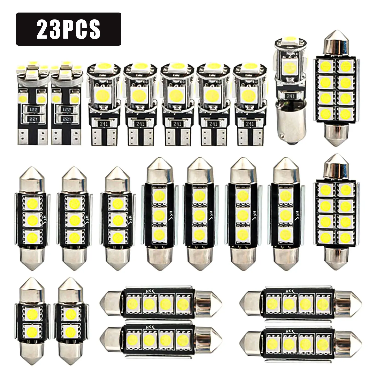

23Pcs 12V 194, T10, W5W, 31MM, C5W LED Car Light Bulbs Interior Map Dome Reading Lamp Trunk License Plate White Lamps Kit