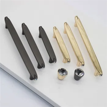 

KK&FING European Luxury Crystal Bright Gold Zinc Alloy Kitchen Cabinet Handles Cupboard Door Pulls Furniture Handle Hardware