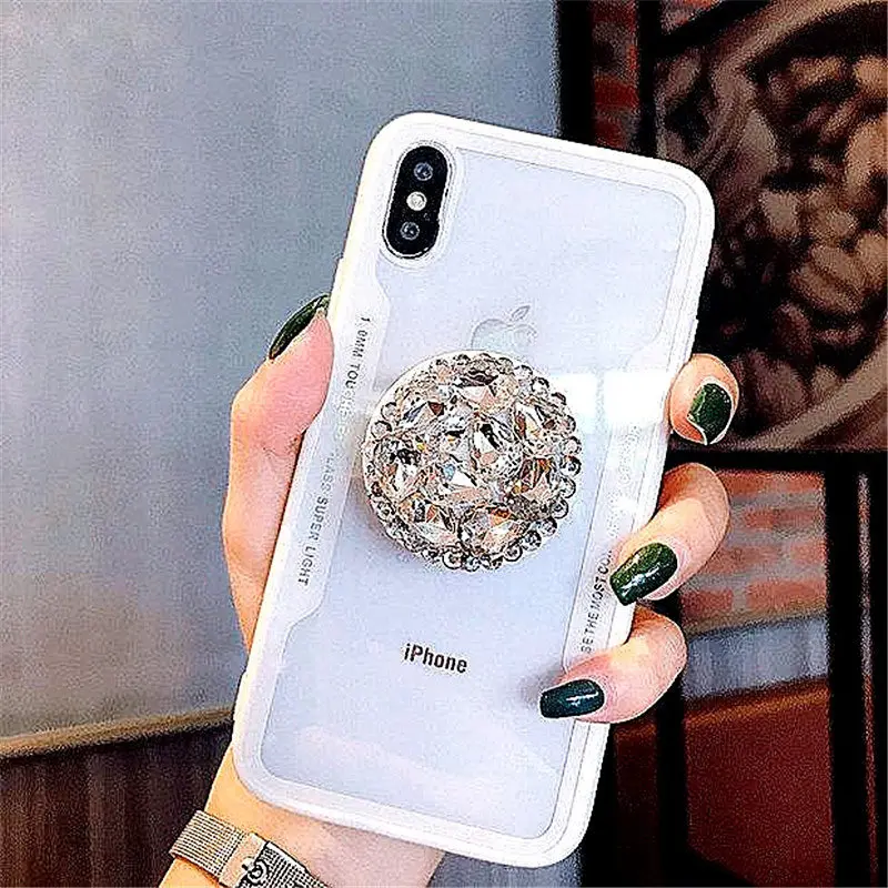 Ювелирные бриллианты чехол для телефона для iPhone 11 Pro Max X XS чехол для Max XR кронштейн крышка Fundas Coque для iPhone 6 6S 7 8 Plus X XR чехол - Цвет: White