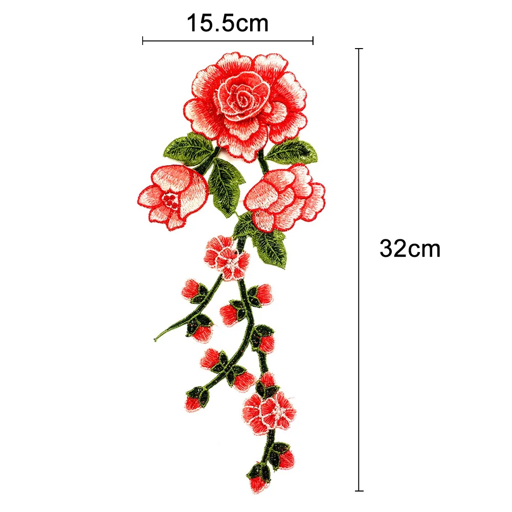 1x Rose Flowers Patch Floral Embroidered Applique Patches Sew on For DIY A!