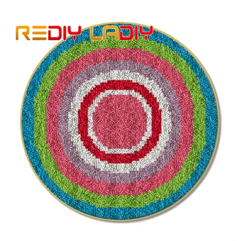 

Latch Hook Rug Colorful Mandala Crocheting Carpet Rug Acrylic YarnPrinted Canvas Cushion Mat Crochet Tapestry Latched Hook Kits