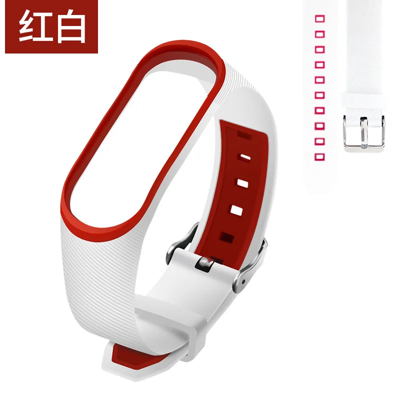 Мягкий силиконовый mi Band 3 4 ремешок 4 3 ремешок на запястье для Xiaomi mi 3 4 силиконовый mi band 3 4 аксессуары correa mi 3 замена - Цвет ремешка: white red