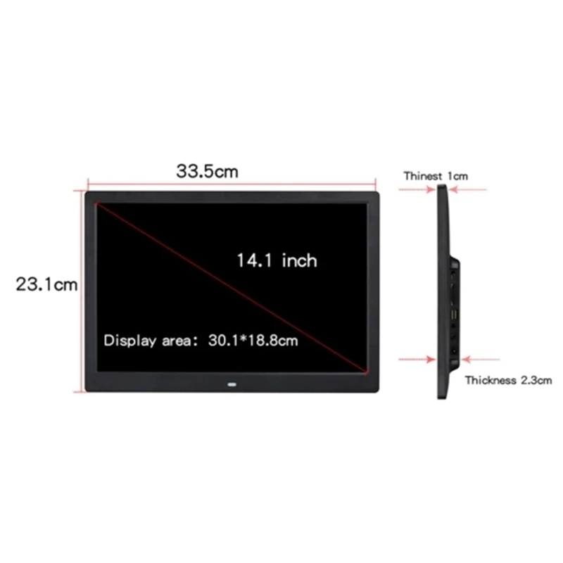 SJD-1403 14Inch LEDs Digital Photo Frame 1280 x 800 H-D Screen Album Display Image MP4 Video MP3 Audio Clock Calendar Functions SJD-1403 14Inch LEDs Digital Photo Frame 1280 x 800 H-D Screen Album Display Image MP4 Video MP3 Audio Clock Calendar Functions