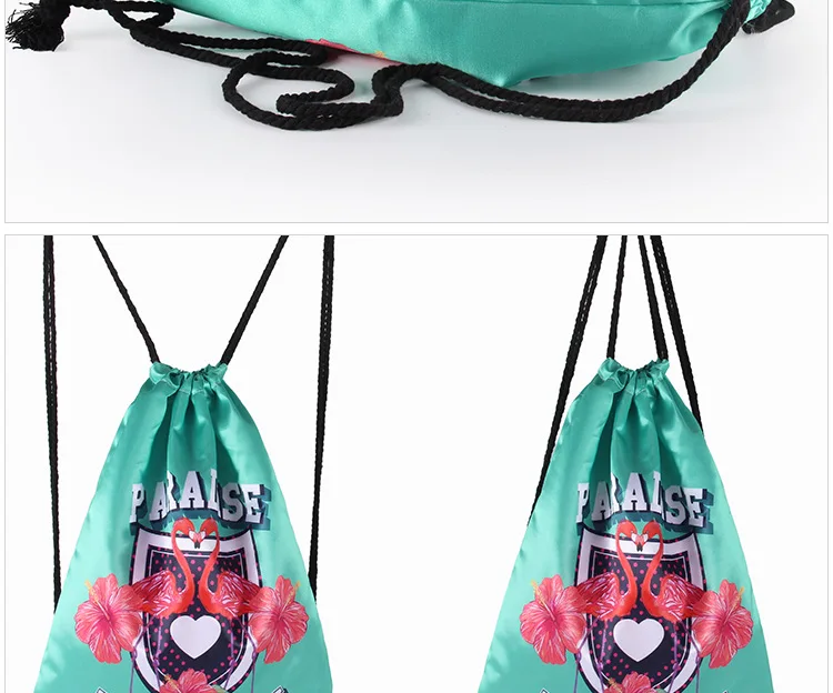 Autumn New Products Flamingo Printed Drawstring Bag Waterproof Drawstring Backpack Simplicity Travel Bag Backpack