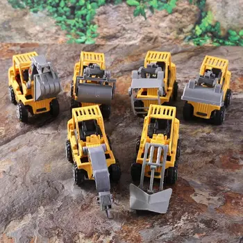 

6pcs/lot Mini Car Toys Kids Mini Engineering Car Diecast Vehicle Sets Construction Bulldozer Excavator Engineering Vehicle Kit
