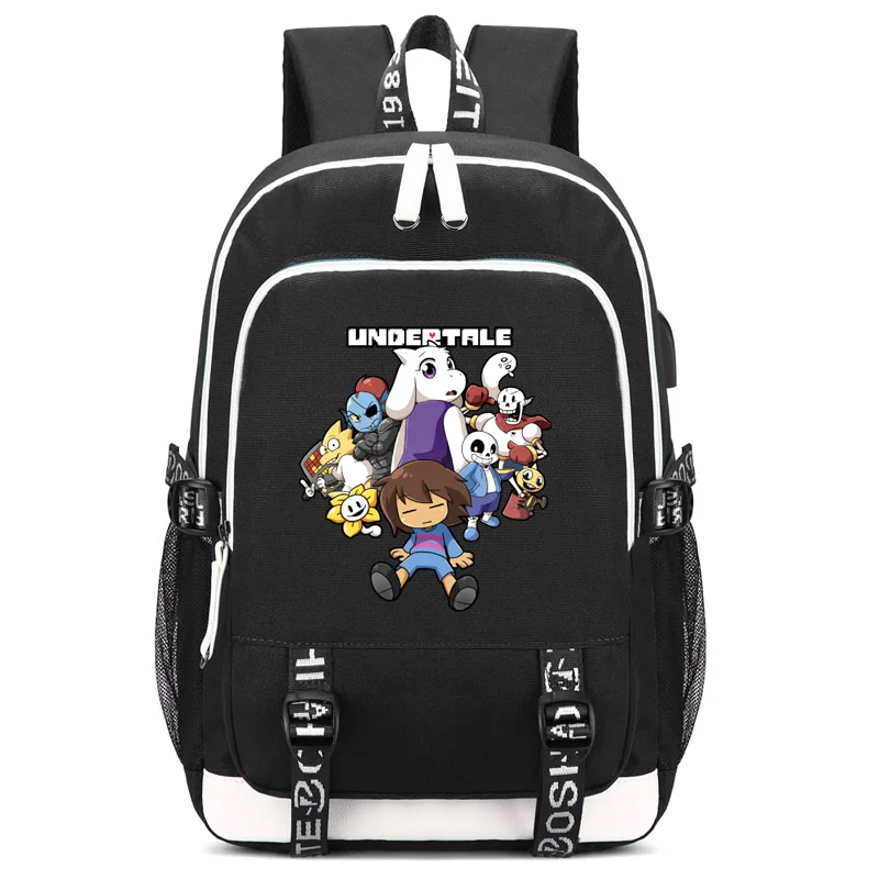 style10 black Рюкзак Undertale с usb-портом для зарядки и замком и интерфейсом для наушников для студентов колледжа, мужчин и женщин - Цвет: style10 black
