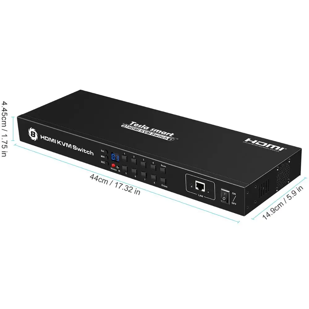 Tesla Smart USB HDMI KVM переключатель 8 портов KVM HDMI коммутатор KVM переключатель HDMI Поддержка 3840*2160/4K 2 шт стойки уши стандарт 1U
