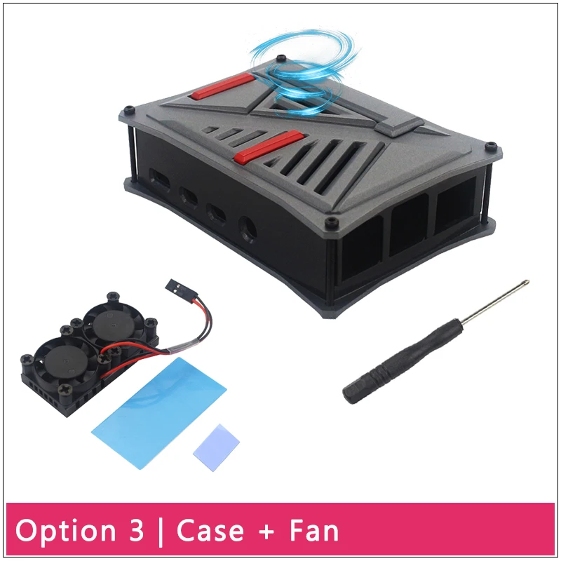 Option 3 Новейший Raspberry Pi 4 Модель B ABS чехол серебристо-серый пластиковый корпус коробка | супер двойной вентилятор охлаждения для Raspberry Pi 4 - Цвет: Option 3