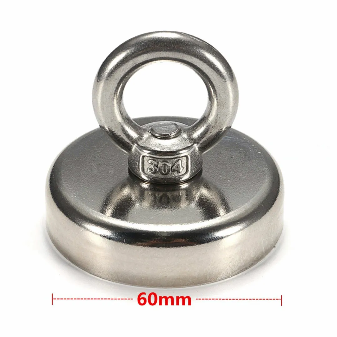 PTSNET 60mm Diameter Fishing magnet Detector Magnet 304 Neodymium Magnet NdFeB Detection Salvage Fishing Strength 160kg