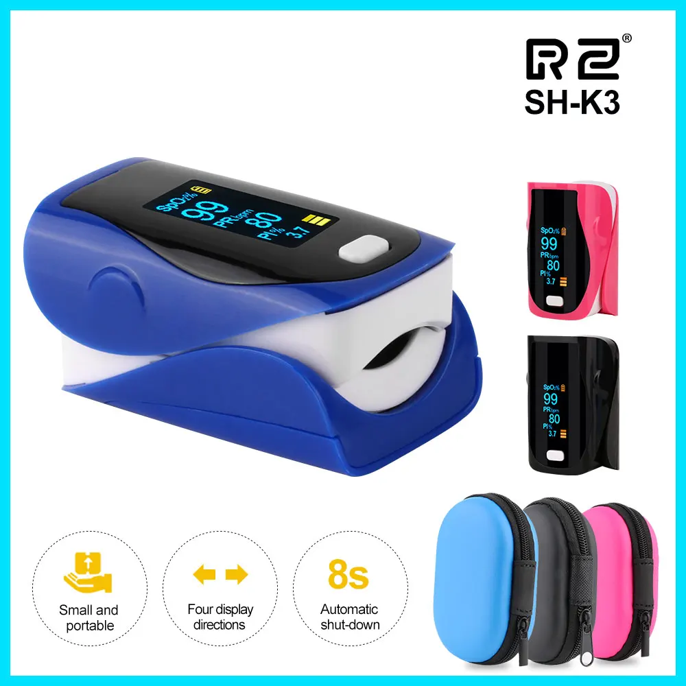 

RZ Fingertip Pulse Oximeter Oximetro Blood Pressure Health Care PR Alarm medical Equipment heart rate monitor Pulse oximeter