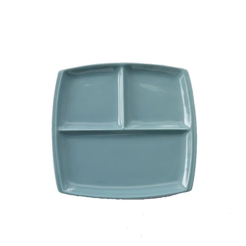 Перепелиные 10 дюймовые разделенные тарелки, Керамические поддоны, без бисфенола, штабелируемые, можно мыть в посудомоечной машине(синий - Цвет: square blue
