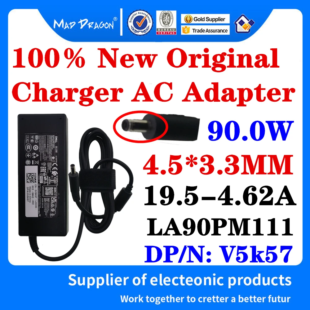 

New Original V5k57 0V5k57 For Dell XPS 13 L321X L322x 9343 Adapter 19.5V 4.62A 90.0W 4.5*3.3mm LA90PM111 Laptop Power Charger