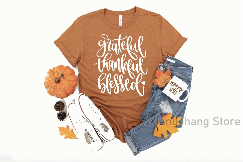 Осенняя футболка благодарная благородная рубашка Осенний Топ для женщин лаванды