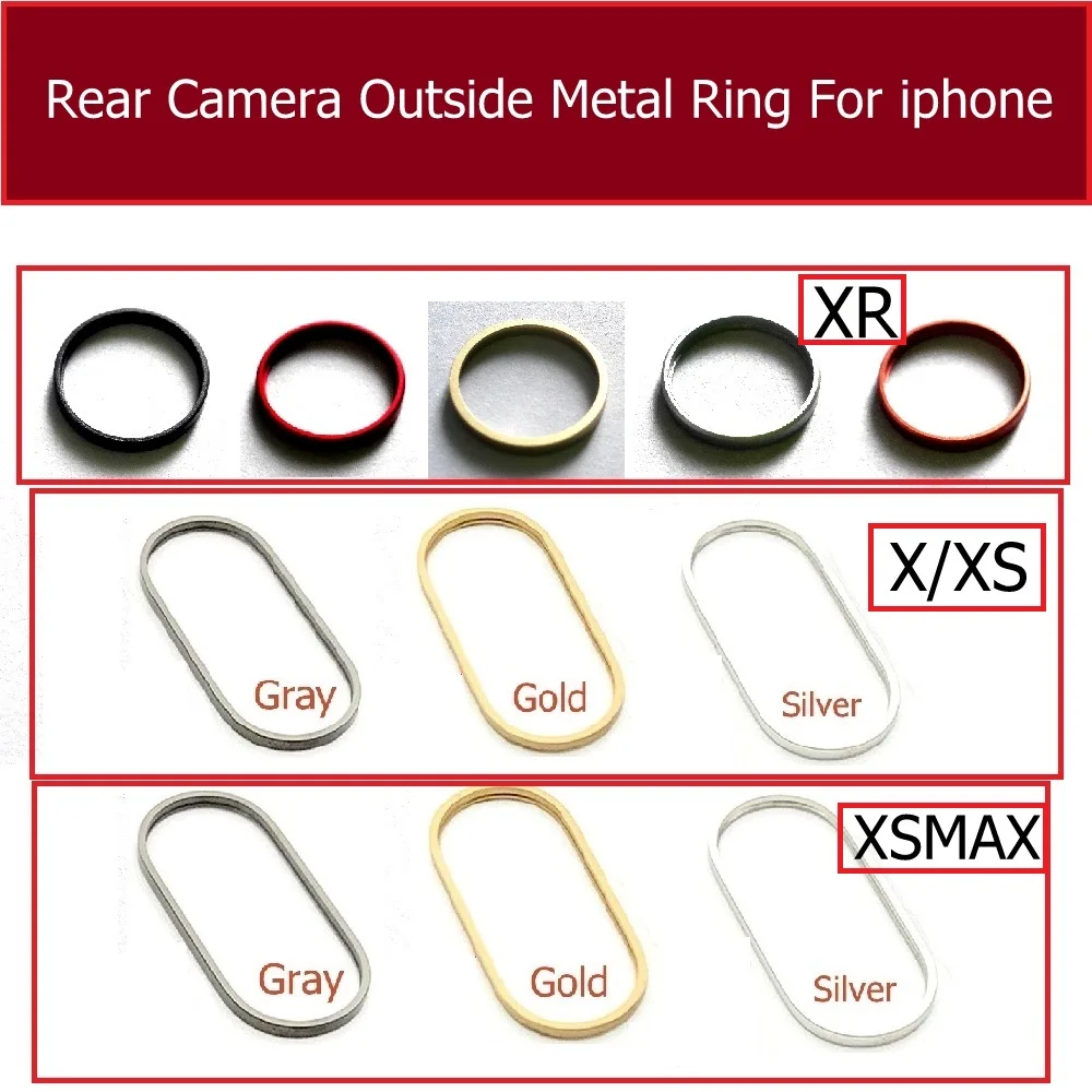 Задняя камера снаружи металлическое кольцо рамка Крышка для iphone X Xs Xr Xs Max plus Задняя Основная камера кольцо Рамка Бампер запасные части