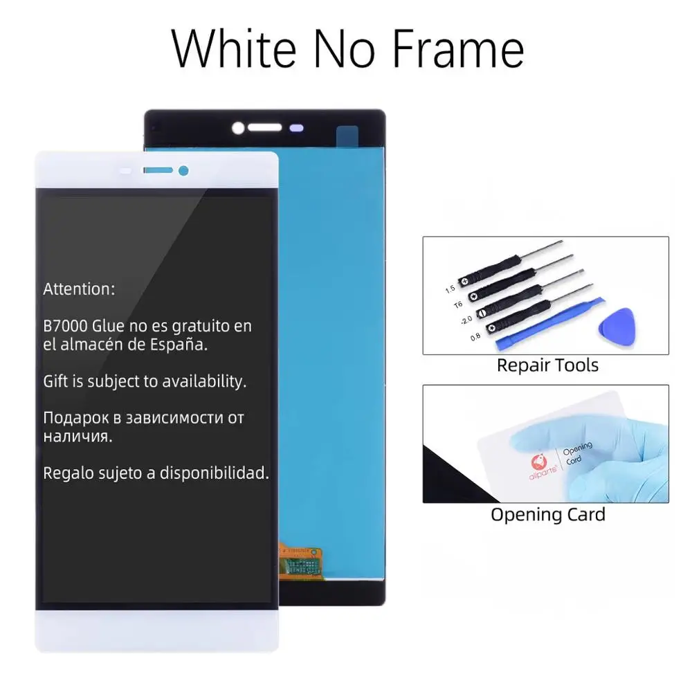 Дисплей для HUAWEI P8 LCD в сборе с тачскрином на рамке 5.2'' белый золото черный - Цвет: White No Frame
