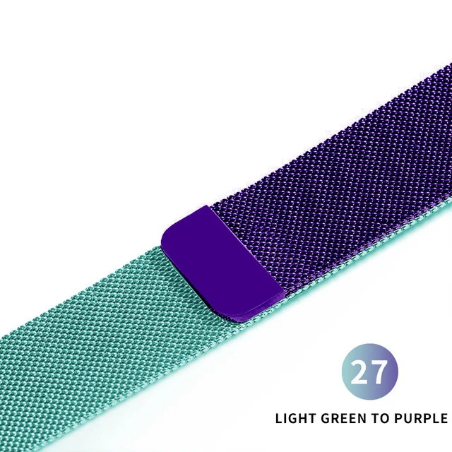 Strap For Apple watch band 44mm 40mm 42mm 38mm 41mm 45 stainless steel Metal bracelet magnetic Milanese loop Apple watch 34567se Green  purple