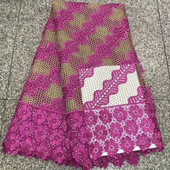 

Milk Silk-filled Water-soluble Lace Cloth Fabric For Wedding Dress 2019 Hollow Out African Embroidered Lace Fabric 5Yards