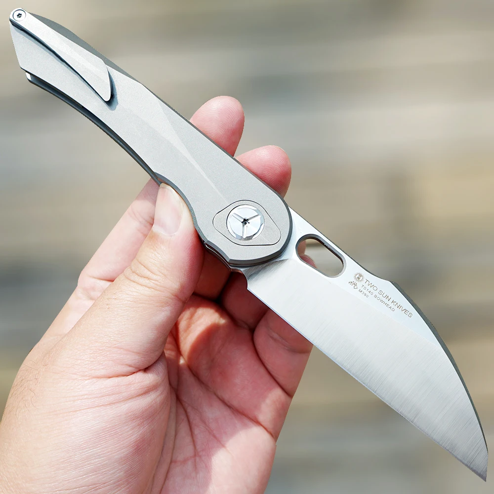 TWOSUN цельный титановая ручка M390 карманный складной нож карманный нож Походный нож инструмент для выживания EDC Быстрое открытие TS140