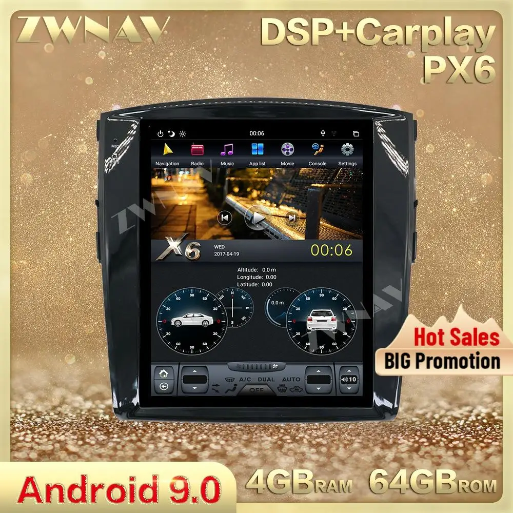 Carplay экран Tesla Android 9 мультимедийный плеер для MITSUBISHI PAJERO V97 V93 Shogun Montero 2006 + GPS радио