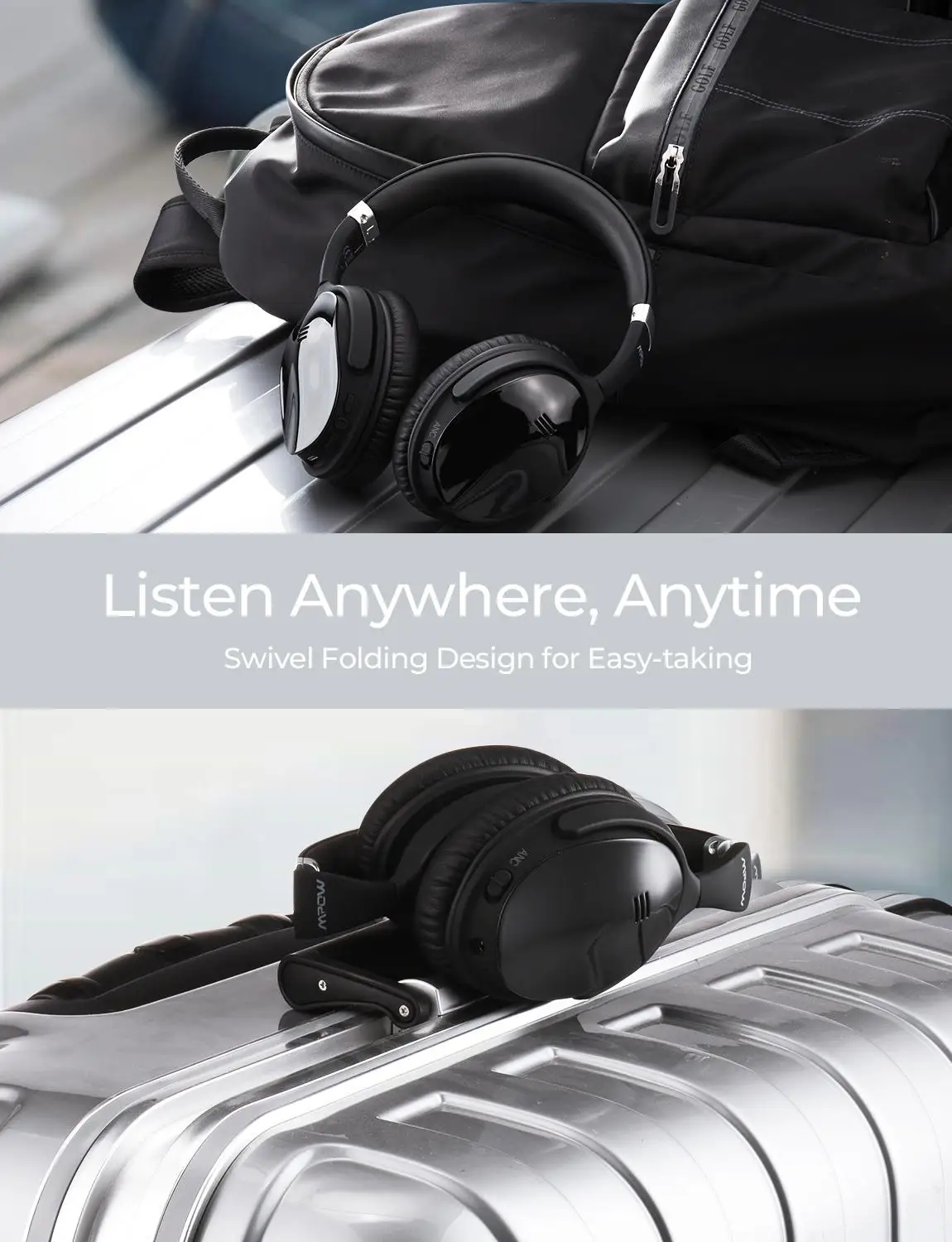 Tanie Mpow H5 2nd ANC aktywna redukcja szumów bezprzewodowe słuchawki Bluetooth zestaw słuchawkowy stereo Hi Fi z torba do noszenia dla iphone X Samsung