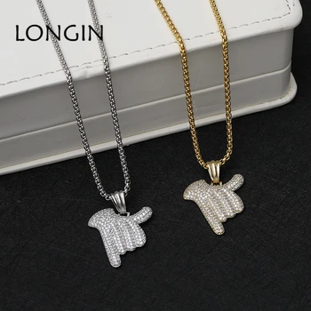 

European And American Gesture Modeling Design Hip-Hop Gold Color Silver Pendant Necklace Fashion New Personality Party Jewelry