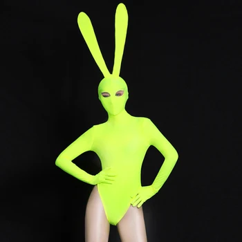 

Sexy Dance Bunny Girl Red Bodysuit Costume Night Club Cosplay Clothing Fancy High Ears Rabbit Role Playing Uniform for Women