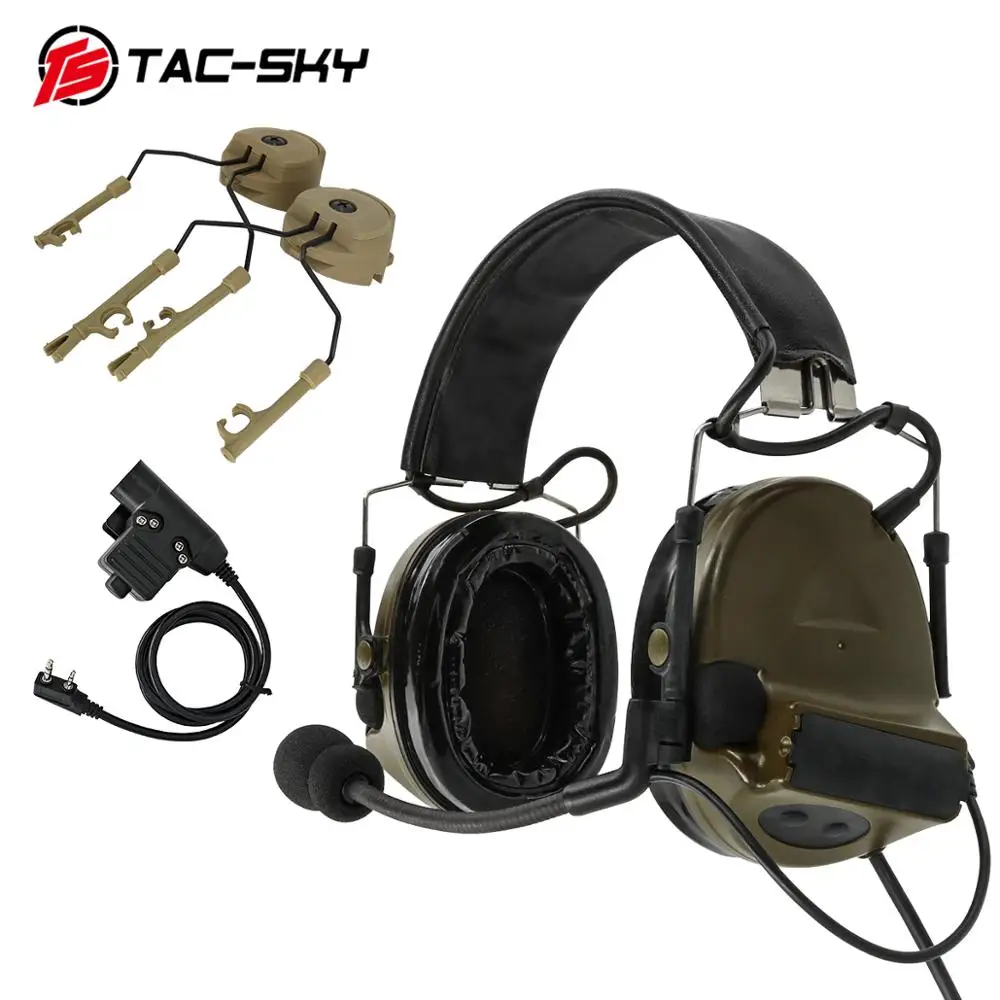 FG TAC-SKY тактическая гарнитура COMTAC PELTOR comtac ii+ u94 ptt tactical ptt u94+ ARC OPS-CORE адаптер для шлема - Цвет: FG