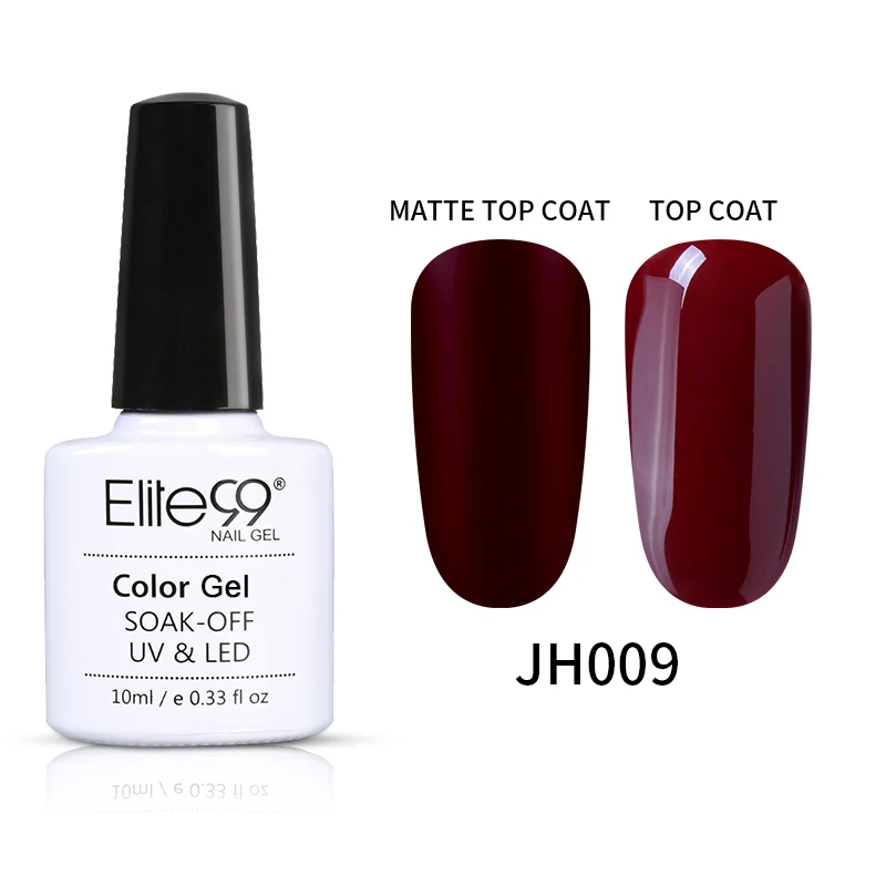 JH009 Elite99 винно-красный цвет матовый УФ-гель для ногтей чистый цвет ногтей матовое верхнее покрытие замочить от ногтей гель лак маникюрный лак - Цвет: JH009