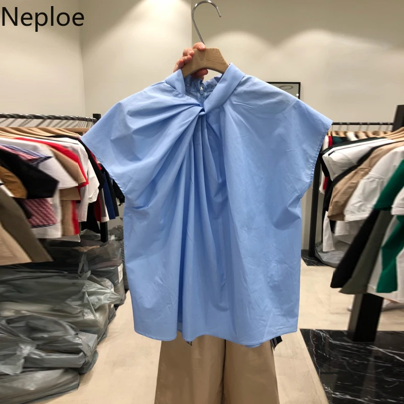 Блузка Neploe женская с перекрестной плиссировкой модный топ свободного покроя