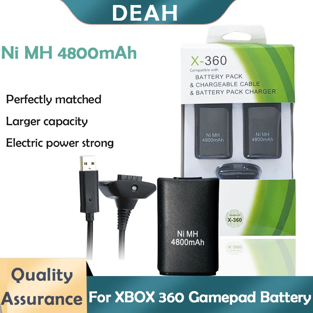 Перезаряжаемый аккумулятор 4800 мАч Ni-MH с USB-кабелем для зарядки XBOX 360 беспроводные