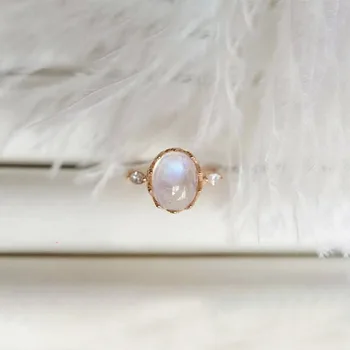 

NEW Japanese and Korean Style Rose Gold S925 Sterling Silver Ring Inlaid with Zircon Moonstone Personalized Jewelry Wholesale