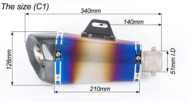51 мм Мотоцикл выхлопная труба akrapovic глушитель выброса выхлопных газов Moto с дБ убийца для Z250 CBR500RR Z900 ZX6R для мотокросса