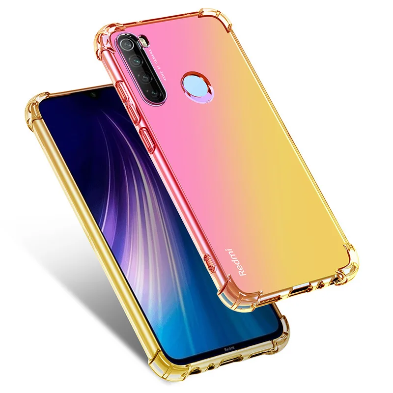 С четырьмя воздушными угловой градиентный Прозрачный чехол для Xiaomi mi 9 Honor 8 Lite 9SE CC9 Pro CC9E A3 A2 Примечание 10 Red mi Note 8, 7, 6, 8T 5 K20 Pro 7A 8 8A