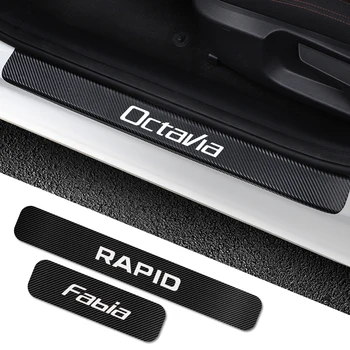 

For Skoda Octavia 2 A7 A5 Fabia 3 Rapid Superb 3 Kodiaq Scala Karoq Kamiq 4PCS Car Door Sill Stickers Car Tuning Accessories