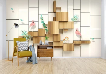 

[Self-Adhesive] 3D Wooden Block Stitching 1774963 Wall Paper mural Wall Print Decal Wall Murals