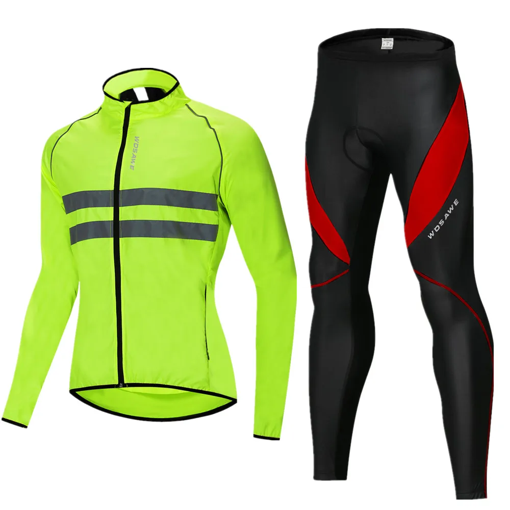 WOSAWE Cycling Jacket pocket Windbreaker Windproof Water Repellent Breathable Light Weight Bike Riding Jackets Reflective Coat