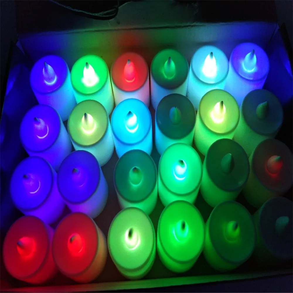 12PCS Candle Night Light LED Colorful Romantic Holiday Lumieres Bougie Nuit Romantiques LED Colors Navidad Christmas Night Light