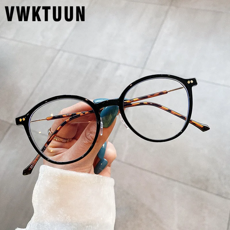 

VWKTUUN Eye Glasses Frames For Men Women Myopia Glasses Anti Blue Light Ray Vintage Glasses Oval Blue Light Blocking Glasses