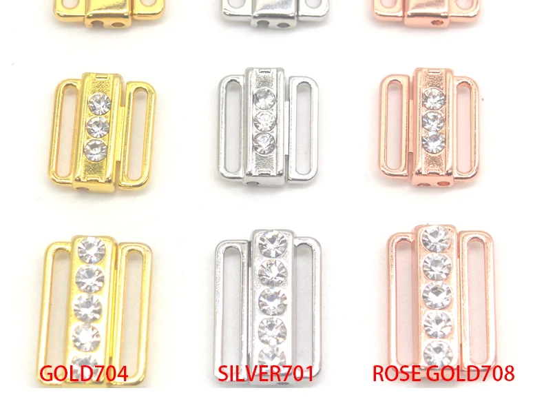 2pcs/lot silver gold Rectangle Tape Closure Hook& Clasp Rhinestone bra buckle Waist Extenders Sewing On Clothes Bra Clip Hook