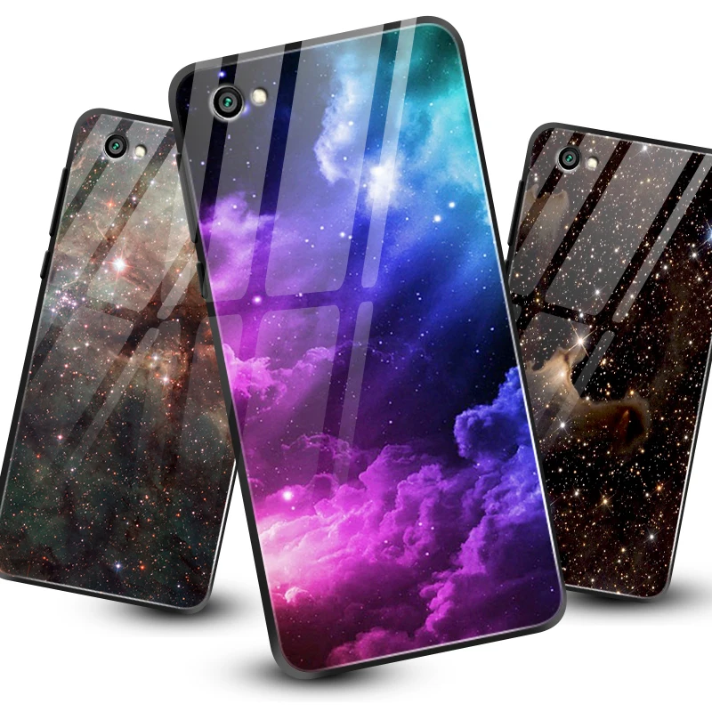 Чехол из закаленного стекла для Xiaomi Redmi 5A 6A S2 GO Plus, Жесткий Чехол для Vivo Z5X IQOO NEX AS S1 Pro, мягкий чехол из ТПУ с принтом звезды