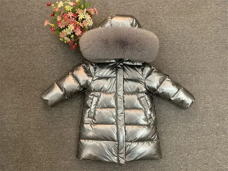 Детское пуховое пальто для малышей Толстая куртка с меховым капюшоном, пальто для детей возрастом от 1 года до 12 лет, детское зимнее пальто для мальчиков и девочек пуховая одежда, верхняя одежда
