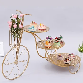 

European Creative Dessert Stand Nordic Metal Bicycle Cake Stand Iron 3-layer Wedding Birthday Party Decor Kitchen Storage Rack
